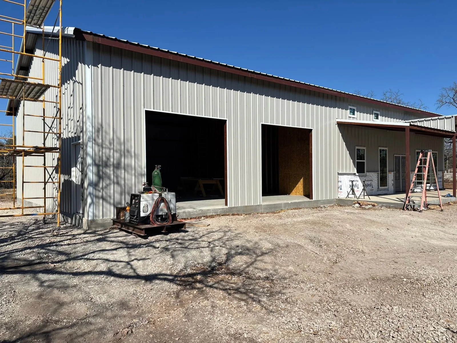 Metal-sided house construction — work in progress